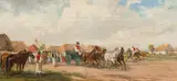 Alfred Steinacker, Hungarian horse-drawn carriages (two pieces), oil on canvas; framed