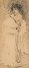 Josef Engelhart, Woman at her toilette, c. 1905, graphite on paper; framed