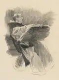 Josef Engelhart, Seated monk; Man with raised hat (mixed lot: 2 sketches)