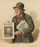 Peter Krämer II, Munich newspaper vendor, 1915, watercolour on paper; framed