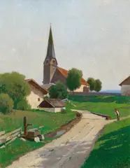 Ferdinand Brunner, Village, 1900, oil on canvas; framed