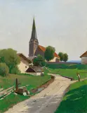 Ferdinand Brunner, Village, 1900, oil on canvas; framed