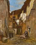 Rudolf Ribarz, Châteldon, Auvergne, oil on panel; framed