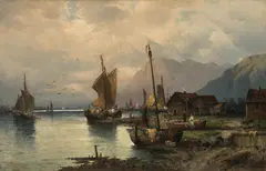 Karl Kaufmann, Norwegian fjord landscape, oil on canvas; unframed