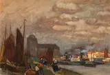 Harbour by Carl O’Lynch of Town, oil on cardboard; framed, offered Jun 2025