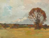 Ferdinand Pamberger, Herbst in den Murauen, oil on canvas on cardboard; framed