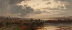 Josef Schoyerer, Bavarian landscape, oil on panel; framed