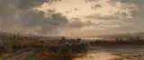 Josef Schoyerer, Bavarian landscape, oil on panel; framed