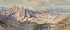 Edward Theodore Compton, Totes Gebirge, Hoher Priel to Dachstein, c. 1908, watercolour on paper; framed