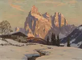 Erwin Kettemann, Winterabend am Schlern (Dolomiten), oil on canvas; framed