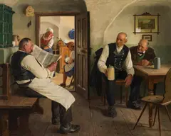 Adolf Reich, In the parlour, oil on panel; unframed