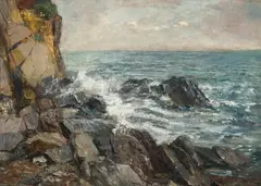 Marie Egner, Rocky coast in Istria, c. 1890, Oil on canvas on panel; framed