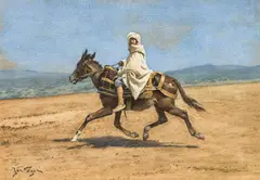 Jan Styka, Oriental rider, gouache on paper; framed