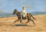 Jan Styka, Oriental rider, gouache on paper; framed