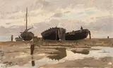 Alfred Zoff, Boats on the beach at Levanto, 1888, oil on canvas; framed