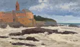 Alfred Zoff, San Giuliano near Genoa, 1887, Oil on canvas on panel; framed