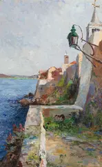 Lea von Littrow, Arbe (Rab), c. 1900, oil on canvas on cardboard; framed