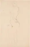 Gustav Klimt, Standing Nude from the Front, Nude in Profile to the Left, Face Turned Towards the Viewer (Study related to "Die Freundinnen II", 1916/17)