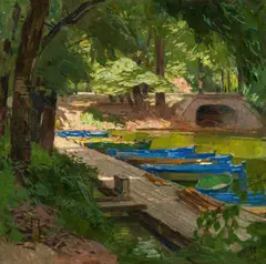 Carl Moll, Heustadlwasser im Prater, 1931, oil on canvas; framed