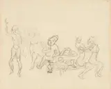 Alfred Kubin, Die Hungrigen und die Satten, pencil on cadastre paper; framed