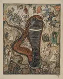 Alfred Kubin, Die Kobra, 1945/46, India ink, watercolour on cadastre paper; framed