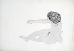 Hans Bohler, Mixed lot: Two works on paper with nudes, 1912, black chalk, watercolour on paper; unframed