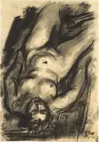Rudolf Wacker, Reclining female nude, 1936, black chalk on paper; framed