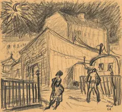 Rudolf Wacker, Ein Rummel in Berlin, 1921, pencil on paper; framed
