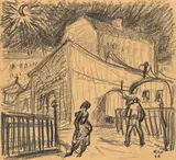Rudolf Wacker, Ein Rummel in Berlin, 1921, pencil on paper; framed