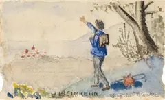 Rudolf Wacker, Heimkehr, 1909, watercolour, pencil on paper; framed