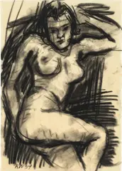 Rudolf Wacker, Female nude, 1934, black chalk on paper; framed