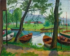 Rudolf Wacker, Boats, 1927, oil on canvas; framed