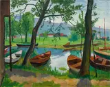 Rudolf Wacker, Boats, 1927, oil on canvas; framed