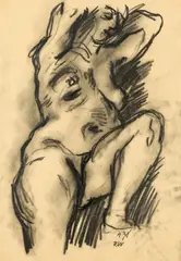 Rudolf Wacker, Female nude, 1931, black chalk on paper; framed