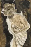 Alfons Walde, Mondäne Dame, c. 1925, pencil, oil on paper; framed