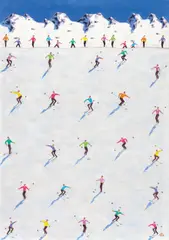 Peter Waldner, Skiers, oil on canvas; unframed