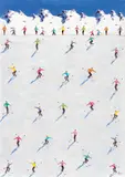 Peter Waldner, Skiers, oil on canvas; unframed