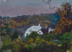 Josef Dobrowsky, House in the countryside, 1944, gouache on paper; framed