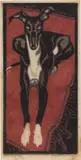 Norbertine Bresslern-Roth, Greyhound, colour linocut on paper
