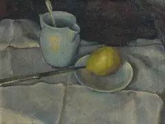 Georg Merkel Attributed to, Still life with lemon, oil on canvas; framed
