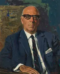 Sergius Pauser, Kommerzialrat Julius Schneider, 1966, oil on hardboard; framed