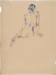 Herbert Boeckl, Seated female nude from the back, 1920, watercolour on paper; unframed