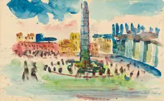 Anton Mahringer, St Peter's Square in Rome, 1931, watercolour on paper; framed
