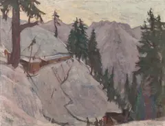 Winter landscape at the south front by Sebastian Isepp, 1917, oil on canvas; framed, sold Jun 2025