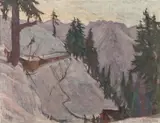 Sebastian Isepp, Winter landscape at the south front, 1917, oil on canvas; framed