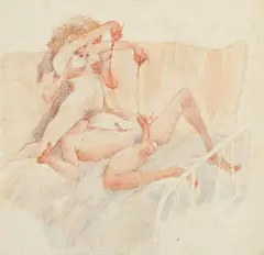 Otto Rudolf Schatz, Erotic scene, pencil and watercolour on paper; unframed