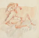 Otto Rudolf Schatz, Erotic scene, pencil and watercolour on paper; unframed
