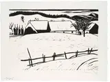 Werner Berg, Horzach, 1954, woodcut on paper; framed