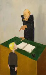 Eduard Thöny, The admonition, oil on cardboard; framed