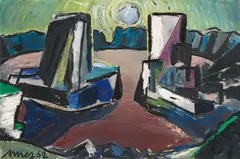 Helmut Arnez, Quarry in St. Margarethen, 1962, oil on pressboard; framed